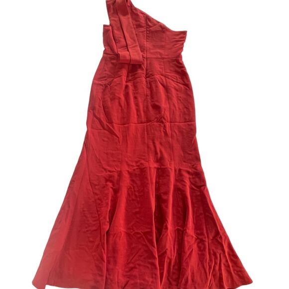 C/MEO Collective Dress Womens 10 Red Fragment Gown Draped‎ One Shoulder - Picture 6 of 12